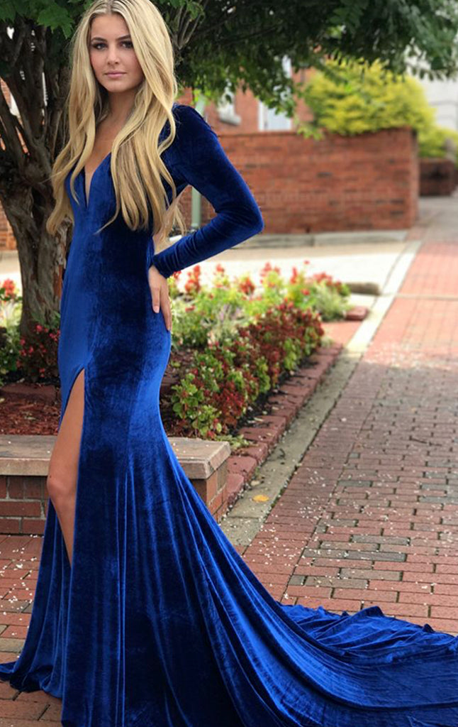 royal blue dress with sleeves
